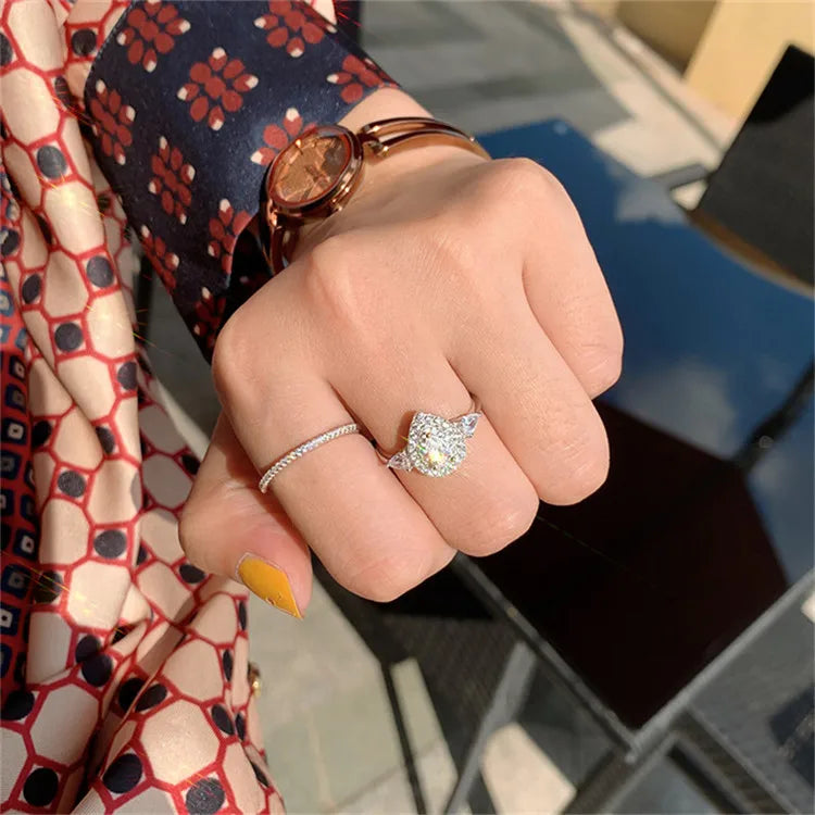 Cubic Zirconia White Gold Ring for Women - Bridal & Wedding