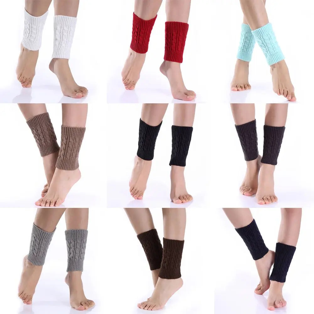 Women's Short Knit Leg Warmers - Boot Cuffs in Grey & Khaki - photo 5