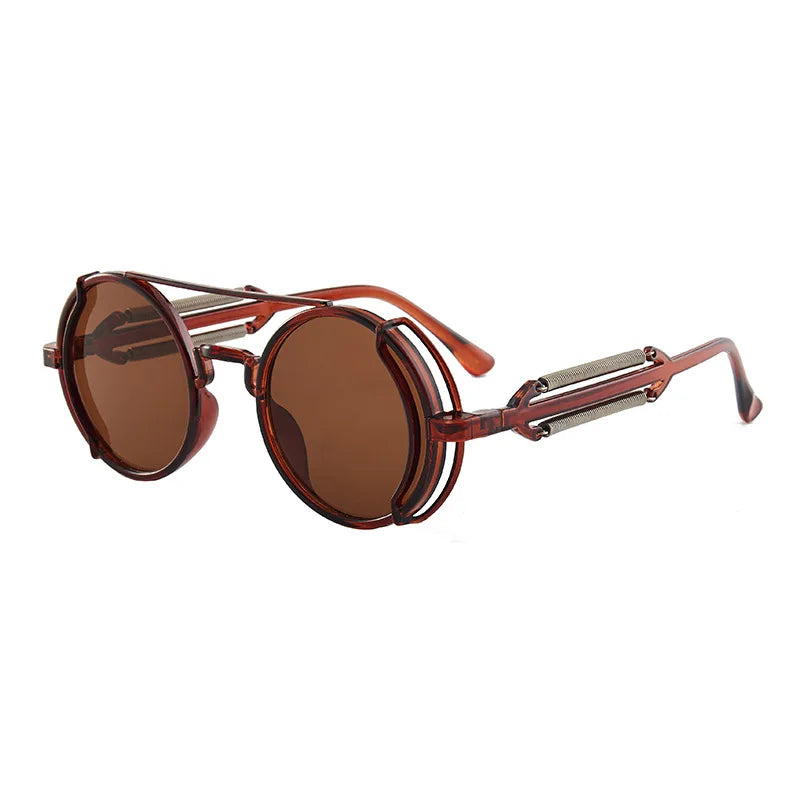 Classic Gothic Steampunk Sunglasses Luxury Brand Designer High Quality Men and Women Retro Round Pc Frame Sunglasses