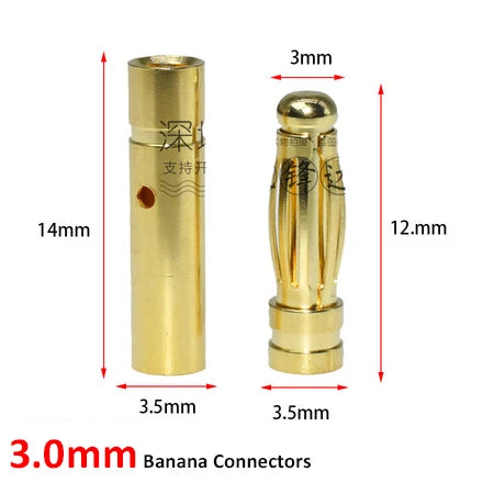 10pair/lot 2.0/3.0/3.5/4.0/5/5.5/6/6.5/8mm Gold Bullet Banana Connectors Plug For Lipo Battery RC ESC Motor DIY Accessories Toy
