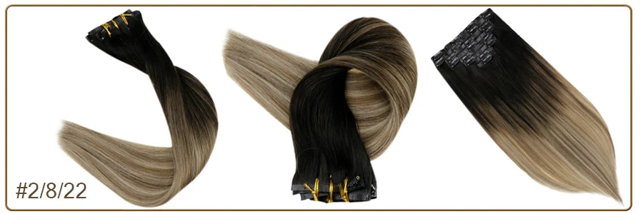 Full Shine Seamless Clip in Hair Extensions Remy Human Hair 8Pcs 120g & 80g Clip In Hair Extensions Human Hair Blonde Skin Weft