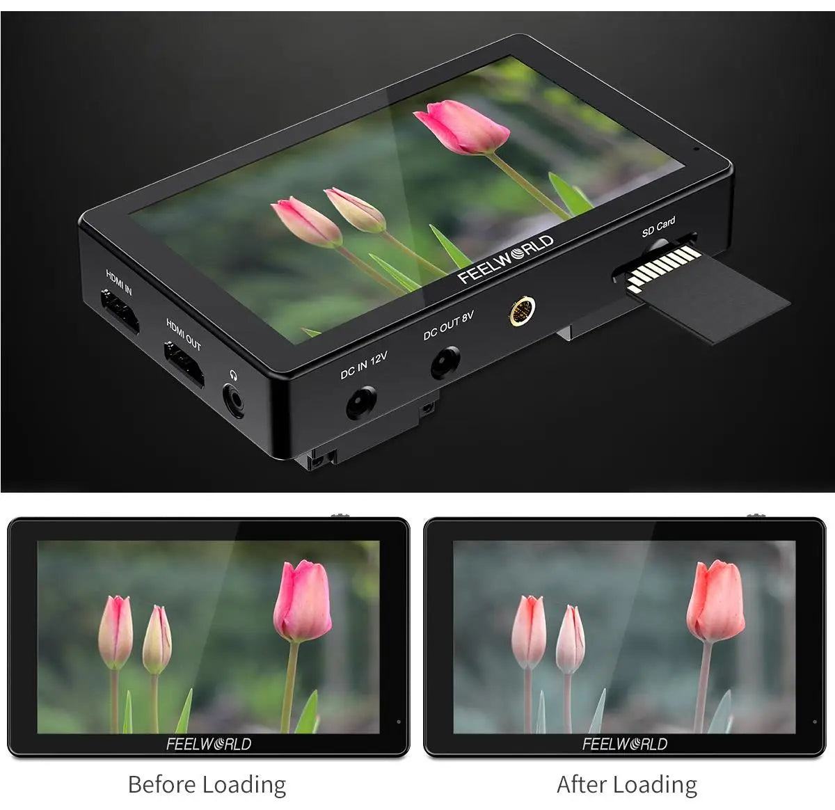 FEELWORLD 5.5 Inch 3000nit Ultra Bright Touch Screen Camera DSLR Field Monitor 4K HDMI Instal Kit for  Gimbal Rig Youtube LUT5