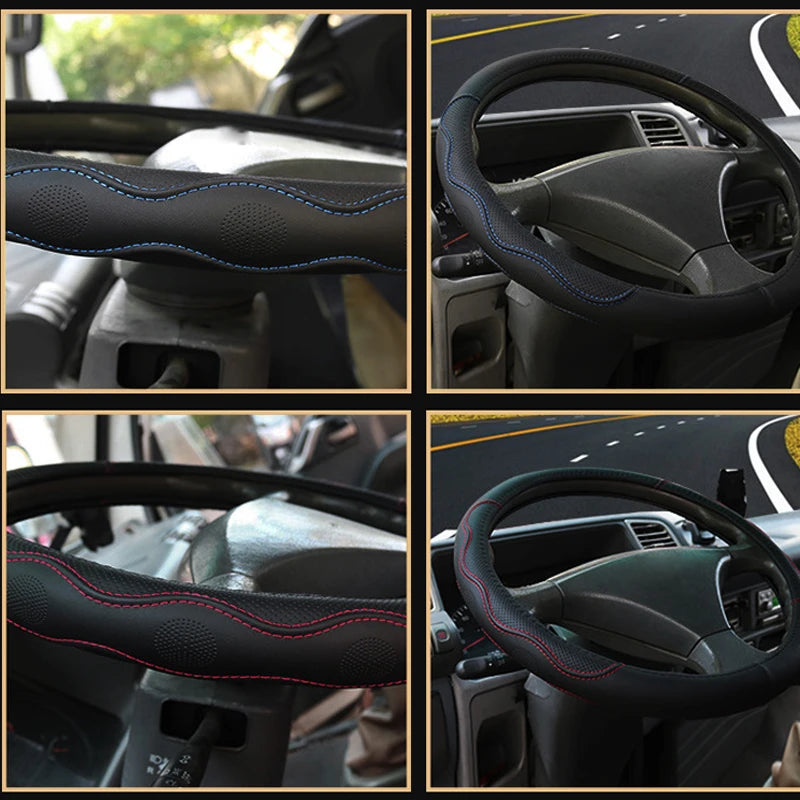 Car Truck PU Leather Embossed Steering Wheel Cover Steering-Wheel For Auto Diameters 36 38 40 42 45 47 50CM 7 Sizes to Choose