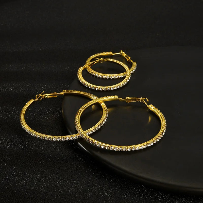 2026 New 30-100mm Large Crystal Hoops Earrings Paparazzi Basketball Wives CZ Hip Hop Earrings Christmas Jewelry Gift