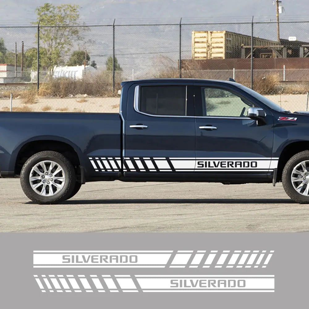 Pickup Door Side Stickers For Chevrolet Silverado 1500 LT LTZ WT Trail Boss RST Truck Stripes Decal Decor Cover Auto Accessories