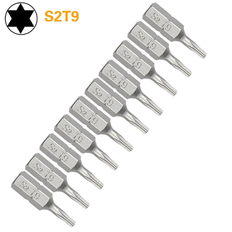 Torx Screwdriver Bit Set T6–T40 — S2 Steel 1/4" Hex Shank for Power Tools