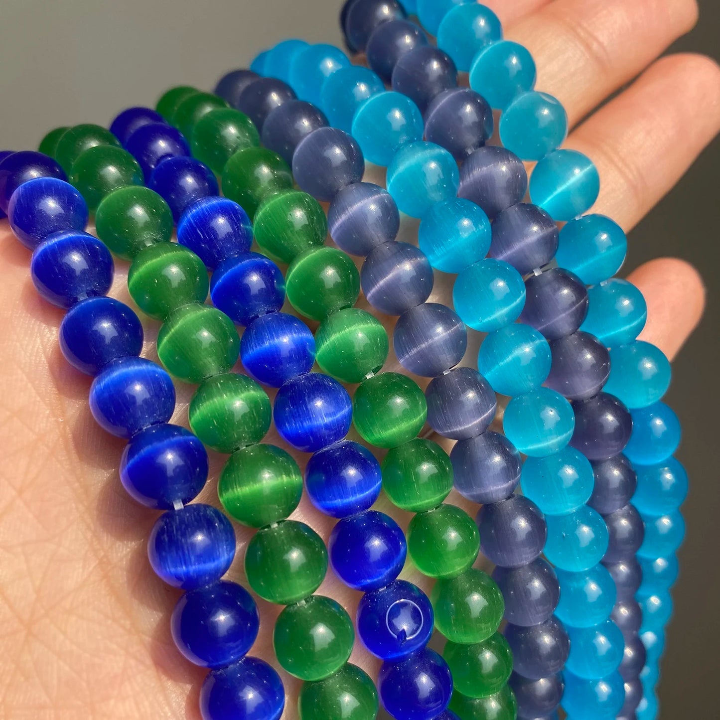4/6/8/10/12mm Pink Color Cat Eye Opal Beads Natural Stone Glass Loose Beads for Jewelry Making DIY Bracelets Accessories 15''