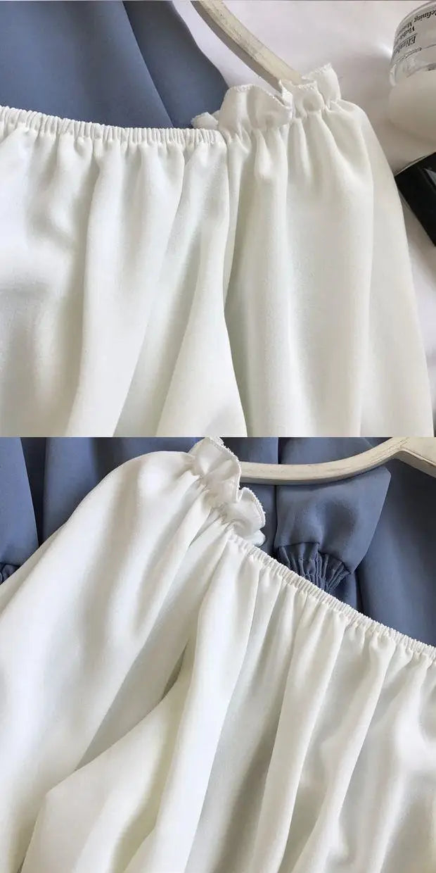Youth Elegant Blouse Women Chiffon Fashion Blouse Off Shoulder White Shirt Ruffle Puff Sleeve Top Office wear 2026