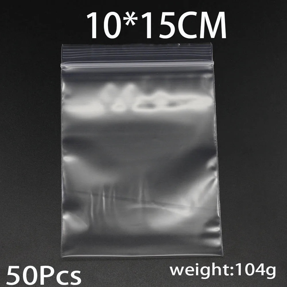 30-100Pcs Thick Plastic Poly Clear Bags 4x6/5x7/6x8/7x10cm Jewelry Packaging Lock Zipped Reclosable DIY Storage
