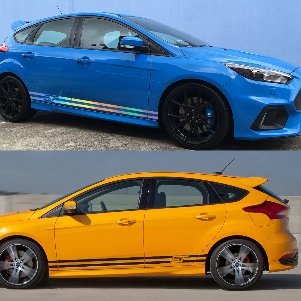 2Pcs Car Side Stripe Graphic Decal – Vinyl Film Compatible with Ford Focus ST
