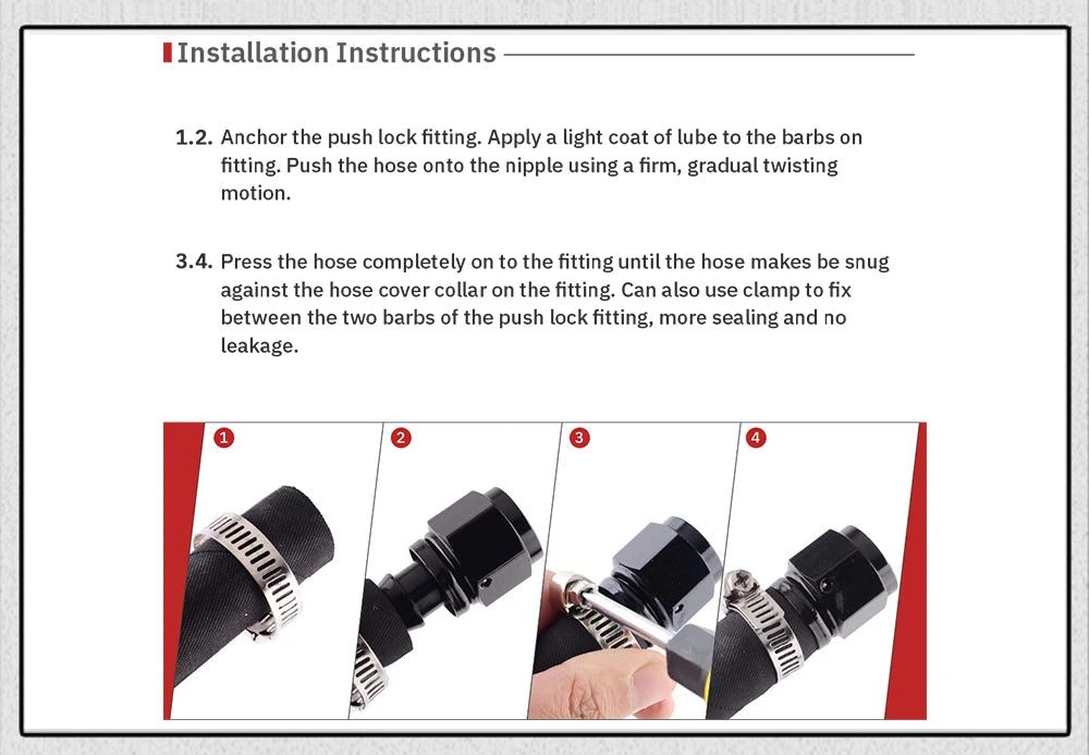 Universal AN6 AN8 AN10 Push-on Hose End Fittings Fuel Oil Cooler Hose Fitting 0 45 90 180 Degree Reusable Connection Adapter