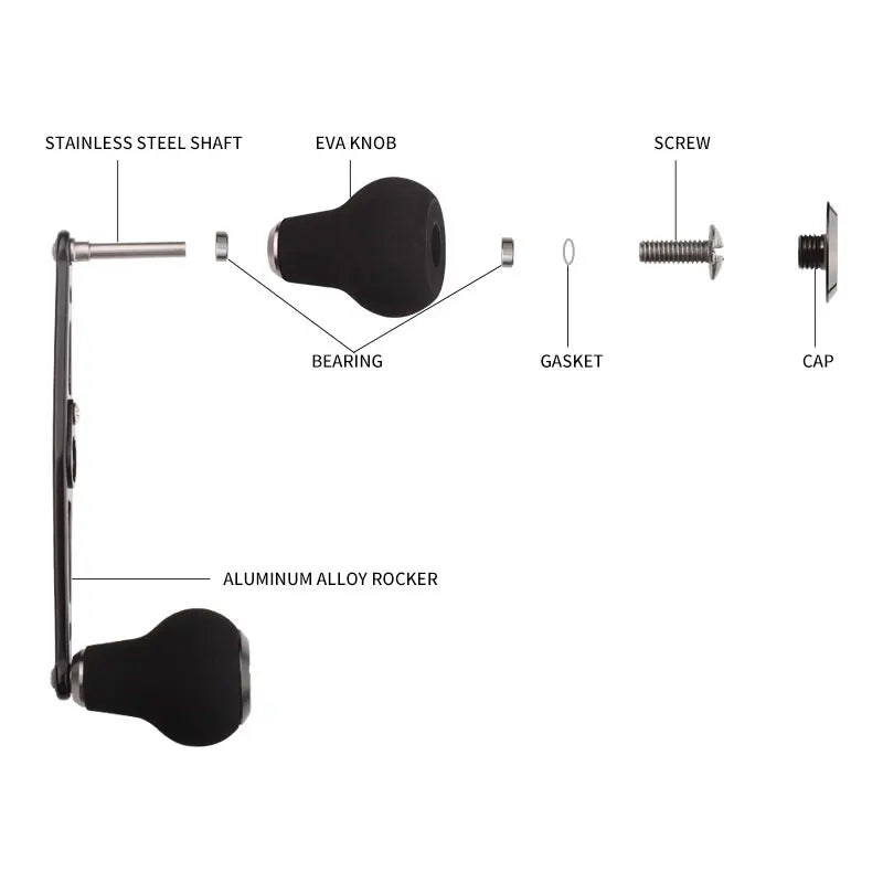 RUKE Fishing Reel Handle, Alloy Fishing Rocker EVA Handle Knob Hole 8*5mm For D/A Type Reel DIY Fishing Accessory High Quality