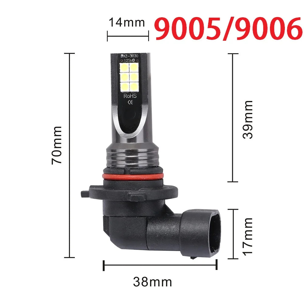2Pcs 9005 9006 LED Headlight H11 H8 H9 H10 H1 H3 Car Fog Light Bulbs DRL H4 H7 Auto Driving Running Lamps 6000K 8000LM 80W 12V