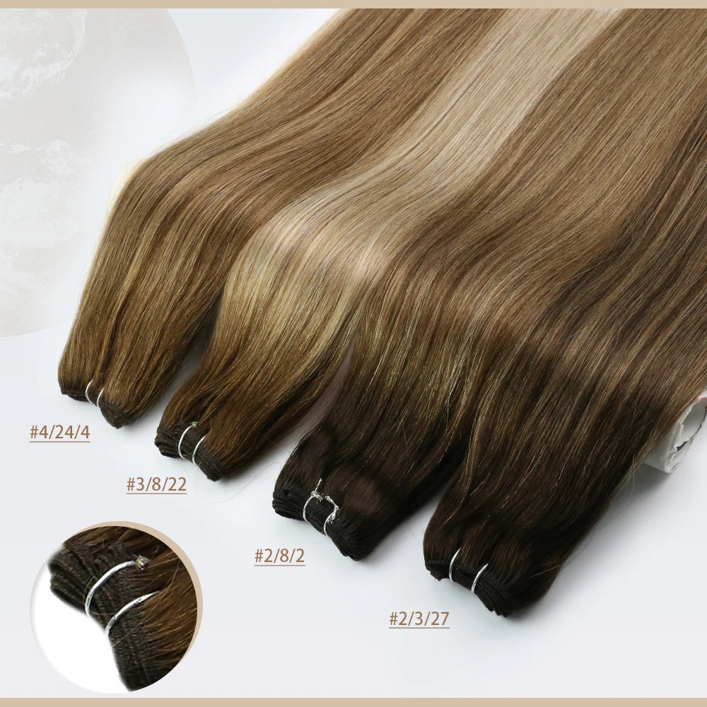 Full Shine Hair Bundles 100% Human Hair Weft Extensions Ombre Blonde Color100g Sew In Silky Straight Remy Skin Double Weft