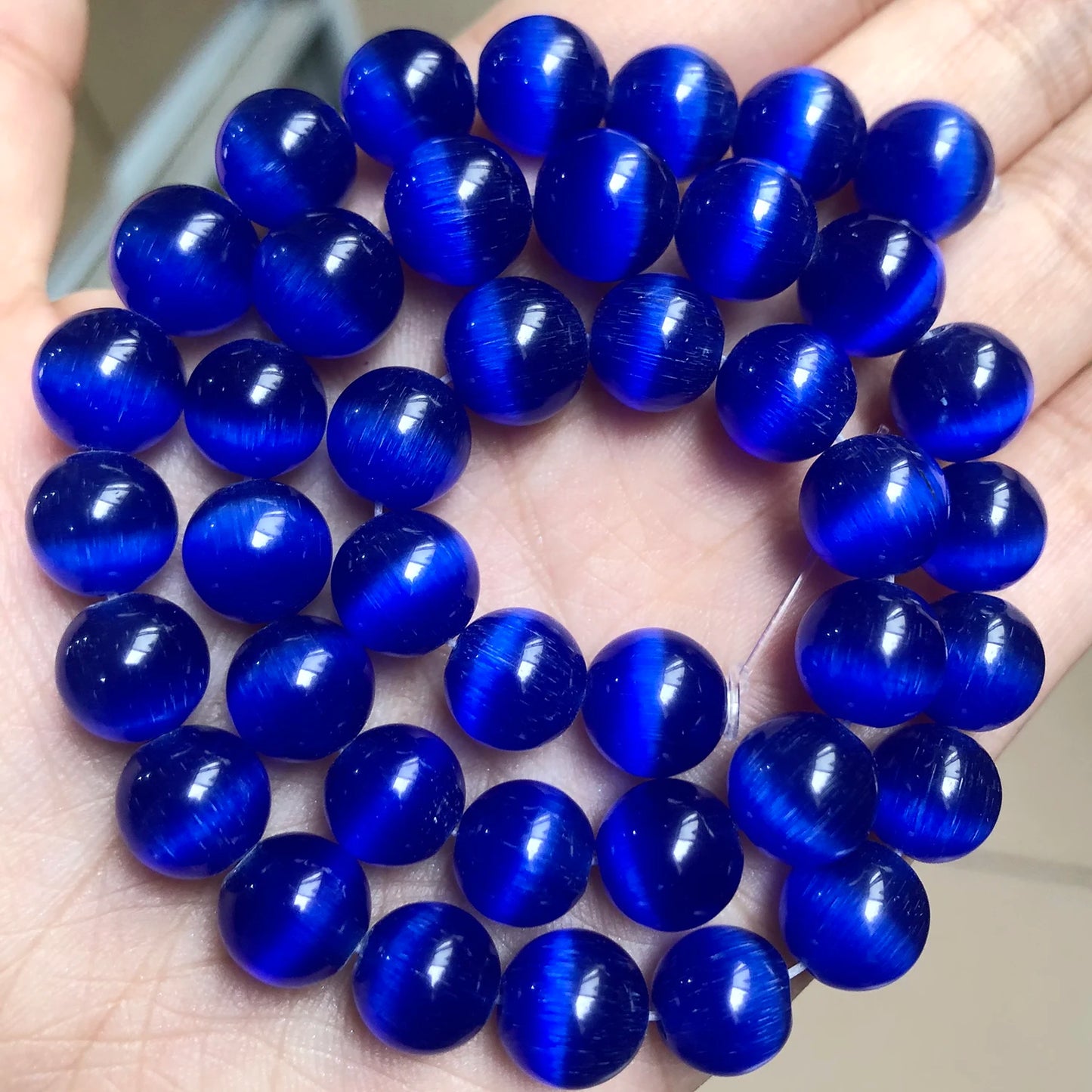 4/6/8/10/12mm Pink Color Cat Eye Opal Beads Natural Stone Glass Loose Beads for Jewelry Making DIY Bracelets Accessories 15''