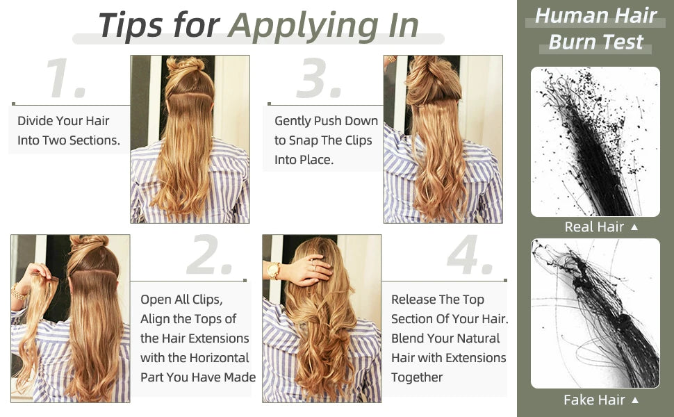 Full Shine Seamless Clip in Hair Extensions Remy Human Hair 8Pcs 120g & 80g Clip In Hair Extensions Human Hair Blonde Skin Weft