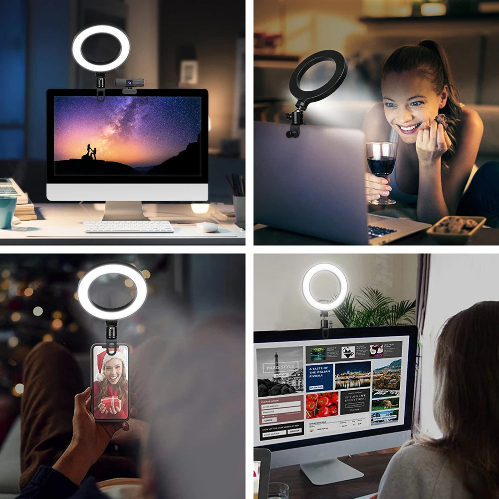 6.3 Inch LED Ring Light – USB Clip-On Selfie Light for Laptop, MacBook & Desktop | TikTok, YouTube & Zoom