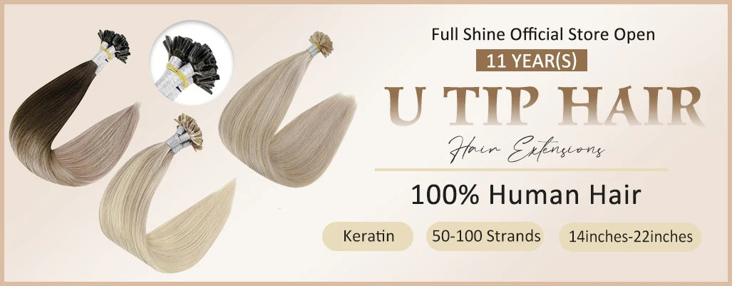 Full Shine U Tip Hair Extensions Fusion Hair Balayage Color 40-50g Keratin Glue Beads Prebonded Human Hair Extensiones