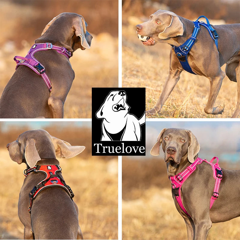 Truelove Reflective No-Pull Dog Harness – Adjustable Nylon Vest for Medium & Large Dogs | XS–XL (7 Colors)