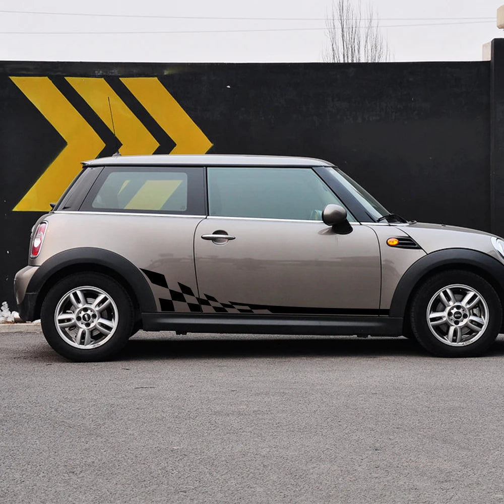 2Pcs Car Door Side Racing Sport Decal – Compatible with MINI Cooper R50 R52 R53 R56 R57 R58 R59 R60 R61 F54 F55 F56 F60