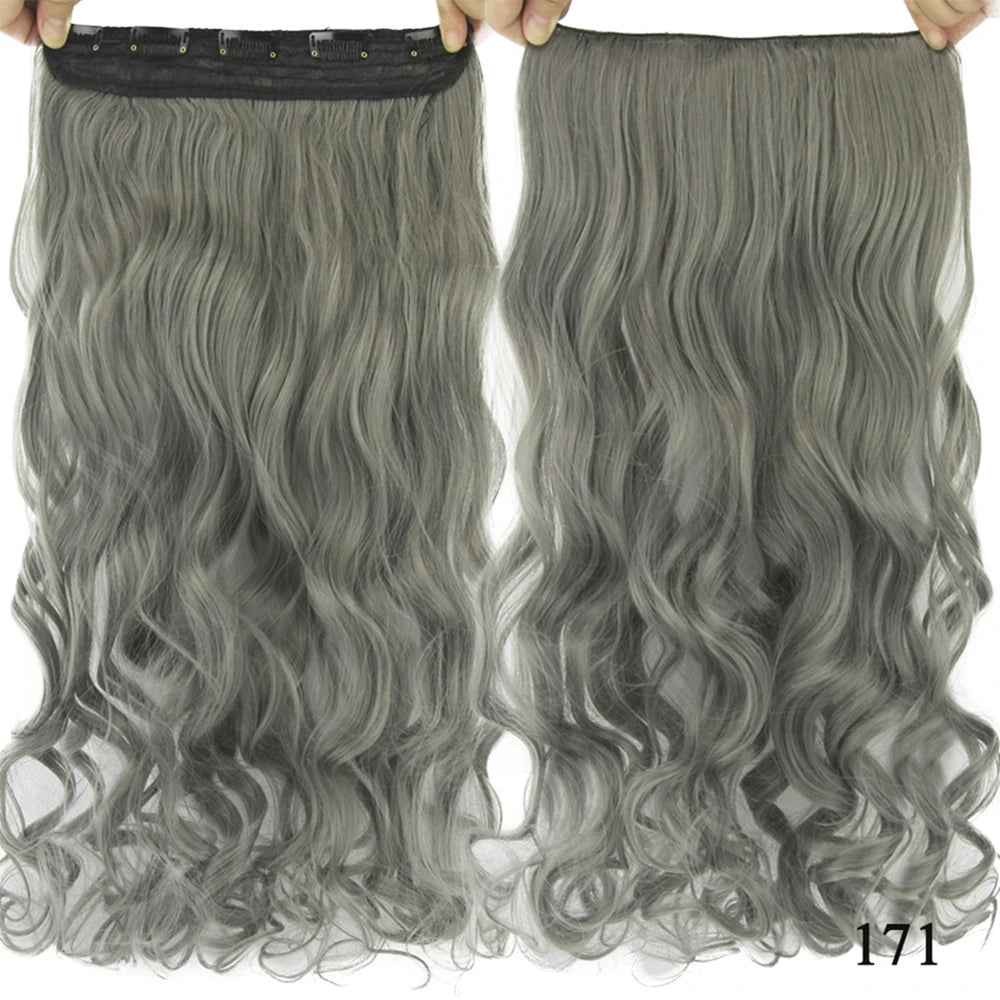 Soowee 24'' 28'' Synthetic Hair Charms Clip In Hair Extensions Dirty Blonde Fake Brown Curly Hair Pieces for Women