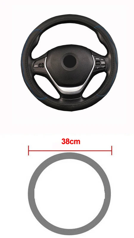 Car Truck PU Leather Embossed Steering Wheel Cover Steering-Wheel For Auto Diameters 36 38 40 42 45 47 50CM 7 Sizes to Choose