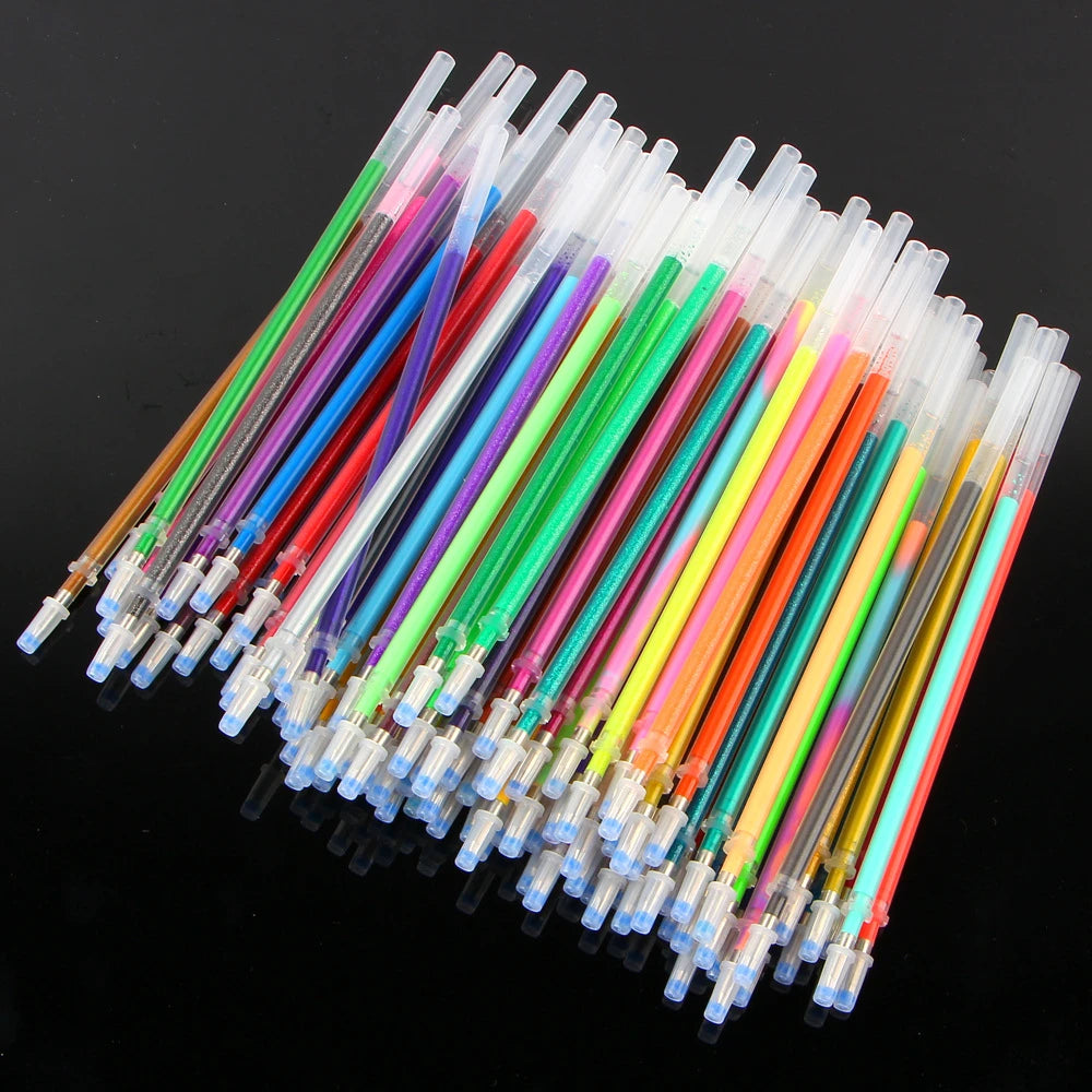 0.8mm 100 Colors Ballpoint Pen Fluorescent Refills Color Flash Pen Smooth Ink Painting Graffiti Pens Student Stationery 04116