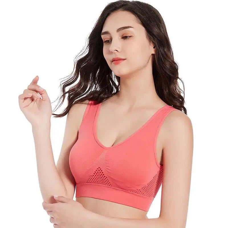MMAlto Women's Padded Push Up Yoga Sports Bra – Seamless Hollow Out Athletic Vest | M-6XL | 8 Colors