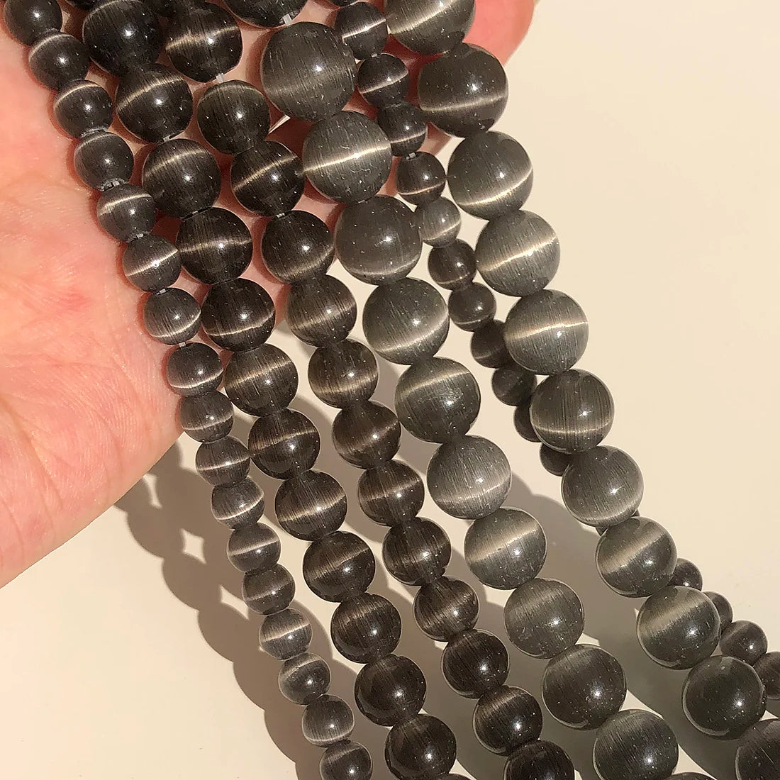 4/6/8/10/12mm Pink Color Cat Eye Opal Beads Natural Stone Glass Loose Beads for Jewelry Making DIY Bracelets Accessories 15''