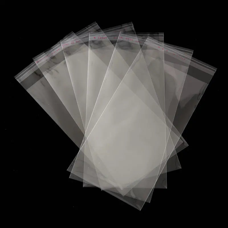 TETP 100PCS Clear Self-Adhesive OPP Bags – Resealable Cellophane Storage for Food, Candy & Gift Packaging
