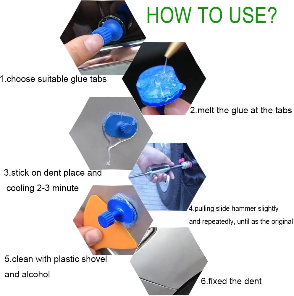 Professional Paintless Car Dent Repair Kit – 25/35/77PCS Auto Body Dent Removal Tools with Puller & Glue Gun