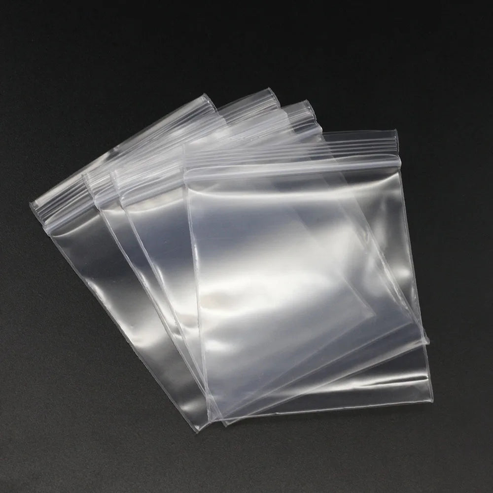 30-100Pcs Thick Plastic Poly Clear Bags 4x6/5x7/6x8/7x10cm Jewelry Packaging Lock Zipped Reclosable DIY Storage