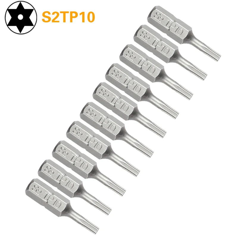 Security Torx Screwdriver Bit Set TP10–TP40 — 1/4" Hex Shank for Power Tools