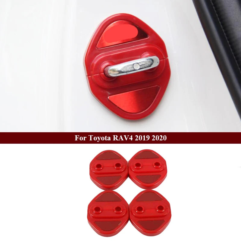 Car Interior Red Chrome Decoration Accessories For 2019-2021 Toyota RAV4 Armrest Console Strips Water Cup Cover Air Vent Trims