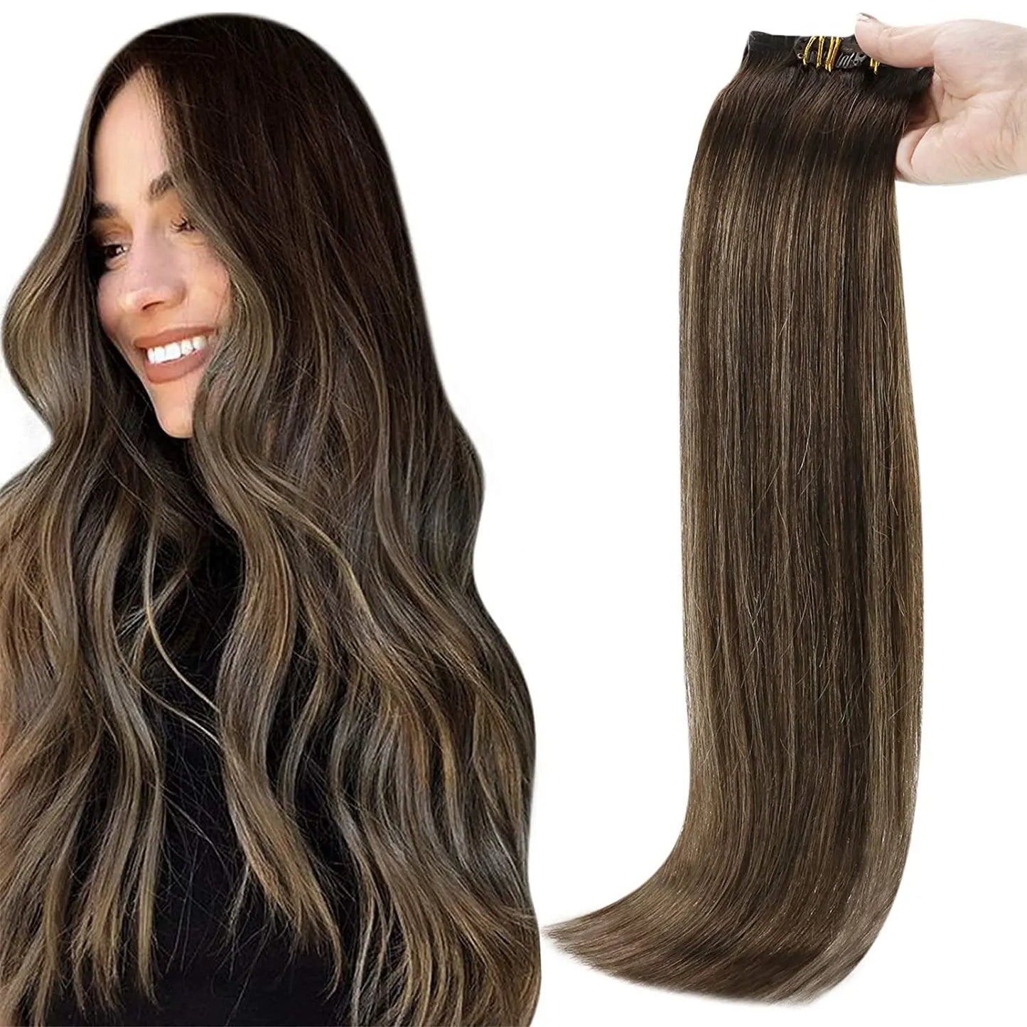 Full Shine Seamless Clip in Human Hair Extensions 8Pcs 100g&80g Pure Color Blond Hair Pu Clip on Remy Extension Skin Weft