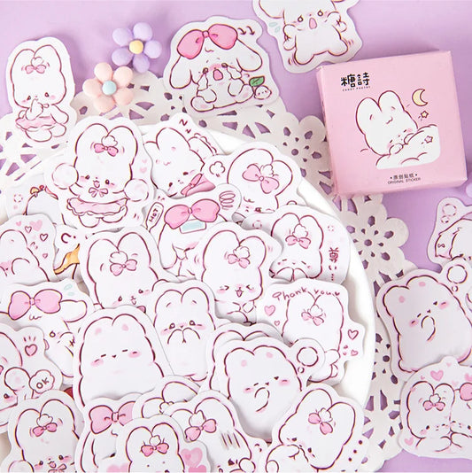 Kawaii Rabbit Decorative Stickers, 45pcs Planner & Scrapbook Set