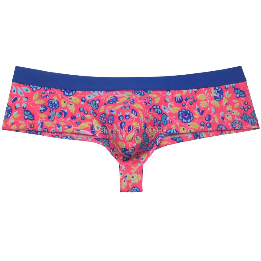 Men's Flowery Bulge Boxer Underwear Shiny 1/2 Coverage Cheeky Pouch Trunks Hot  Bikini Boxers Shorts