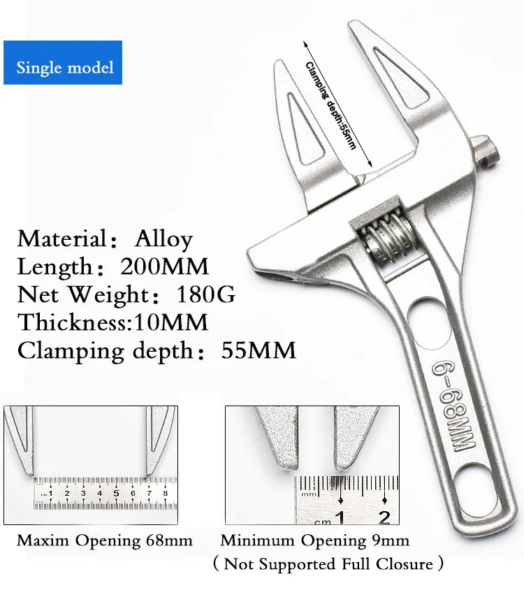 Adjustable Wrench Universal Monkey Spanner Multi-function plumbing Hand Tools Nut Sink Wrench Bathroom Pipe Large Open Spanner
