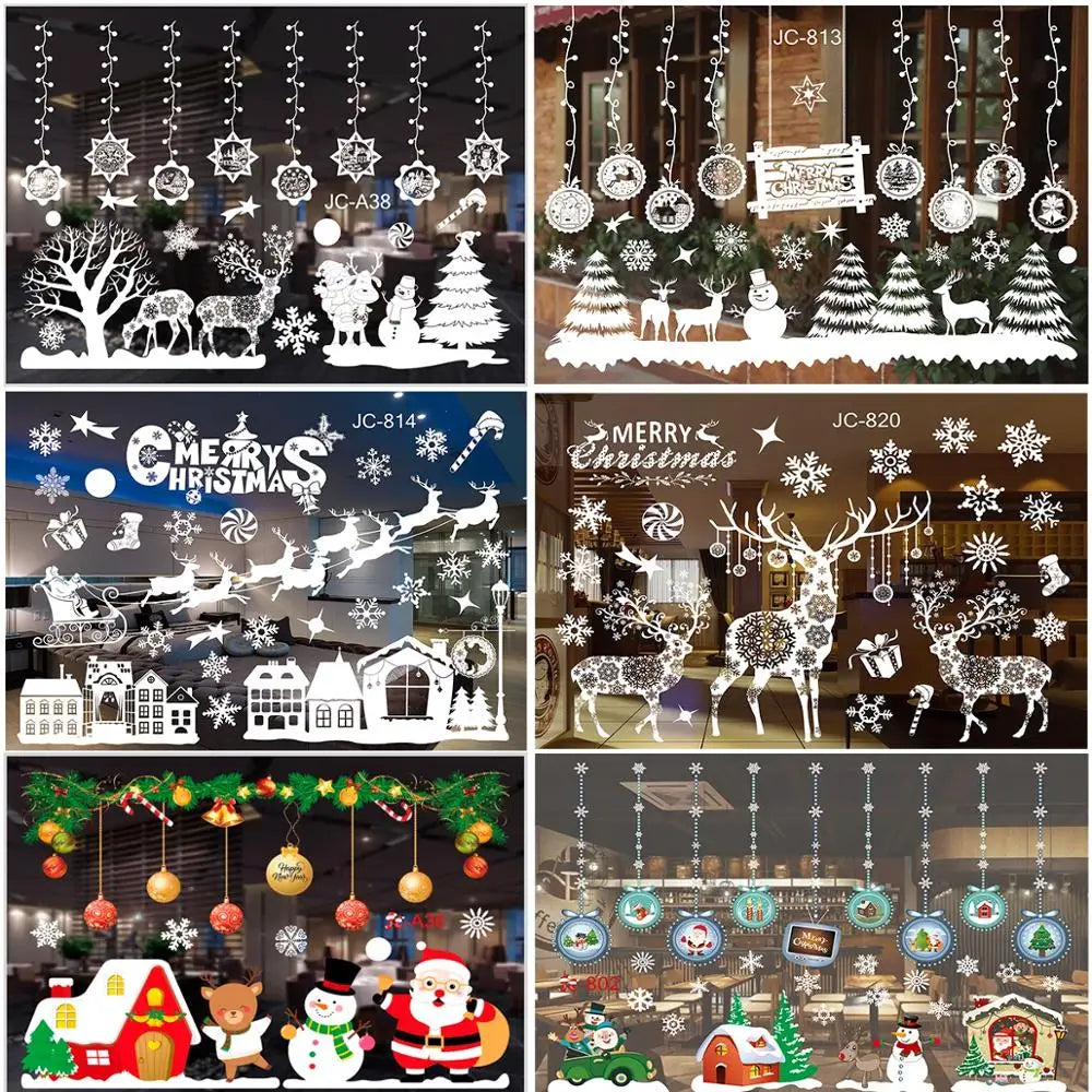 Christmas Wall Window Stickers Marry Christmas Decoration For Home 2026 Christmas Ornaments Xmas Navidad Gift New Year 2026