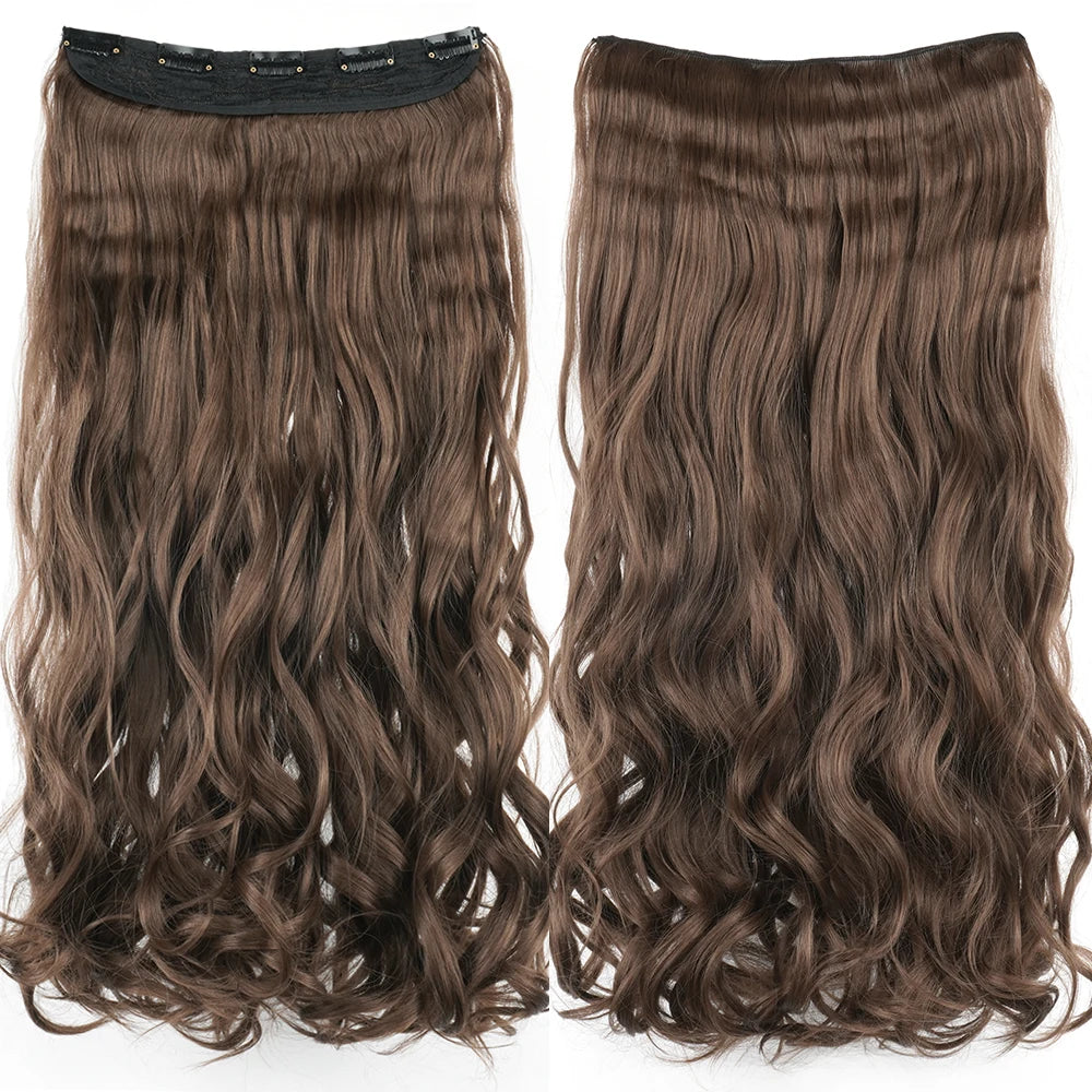 Soowee 24'' 28'' Synthetic Hair Charms Clip In Hair Extensions Dirty Blonde Fake Brown Curly Hair Pieces for Women
