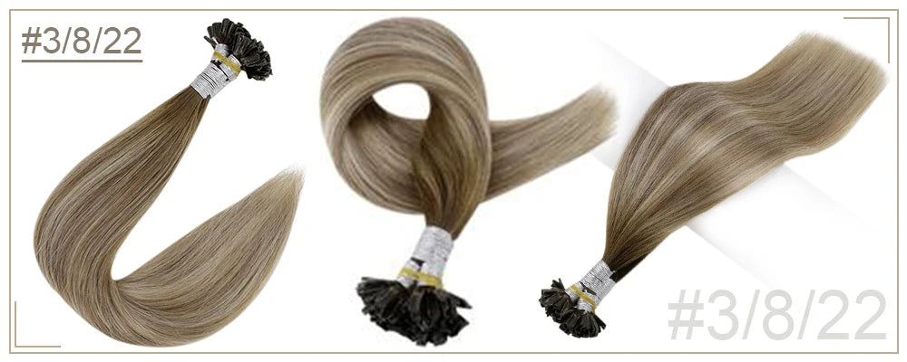 Full Shine U Tip Hair Extensions Fusion Hair Balayage Color 40-50g Keratin Glue Beads Prebonded Human Hair Extensiones