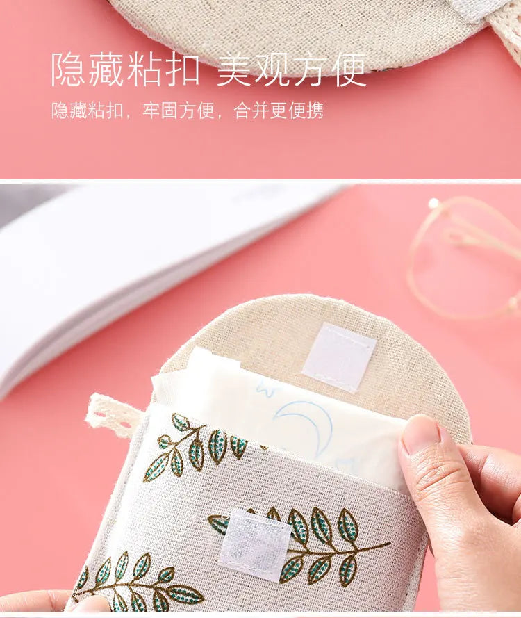 Portable Sanitary Napkin Storage Bag Women Cosmetic Organizer Girls Ladies Cute Coin Card Sanitary Pad Pouch Small Cosmetic Bag