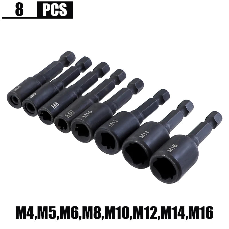 6pcs Tap Die Socket Adapter 1/4 '' Hex Shank Machine Screw Metric Plug Threading Tool for Electric Drill M4 M5 M6 M8 M10 M12