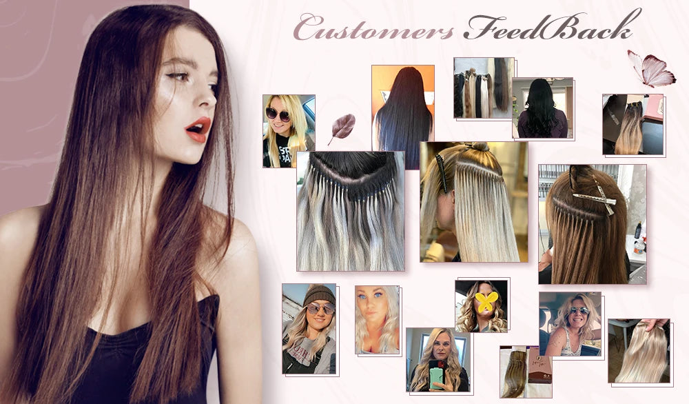 Ugeat I Tip Hair Extensions Pre Bonded Hair Remy Fusion Hair 14-24 Inch 40g/80g Straight Stick Tip Human Hair