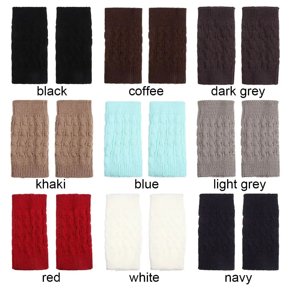 Women's Short Knit Leg Warmers - Boot Cuffs in Grey & Khaki - photo 6