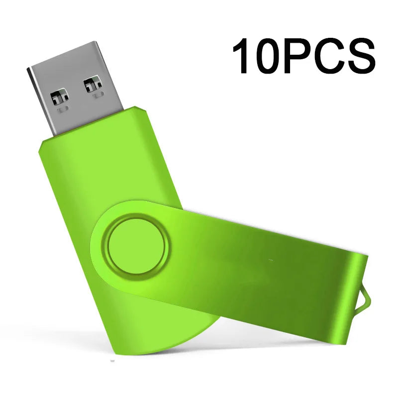 USB 2.0 Flash Drive 10-Pack — Bulk Color Memory Sticks 1GB to 128GB