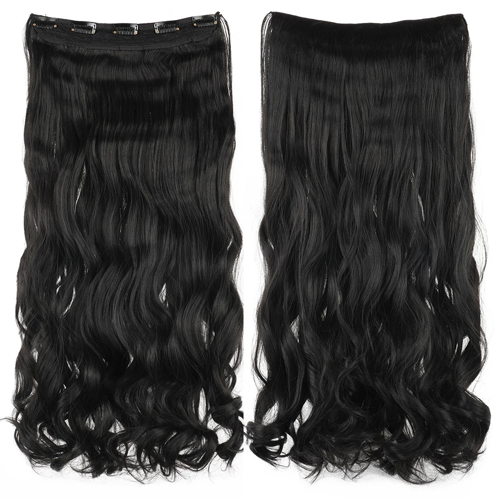Soowee 24'' 28'' Synthetic Hair Charms Clip In Hair Extensions Dirty Blonde Fake Brown Curly Hair Pieces for Women