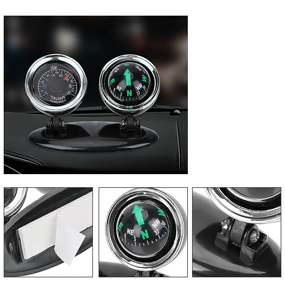 Car Ornaments Compass Thermometer Guide Ball Dashboard Meters Gauge Decorative Truck Automobile Accessories Interior Decoration