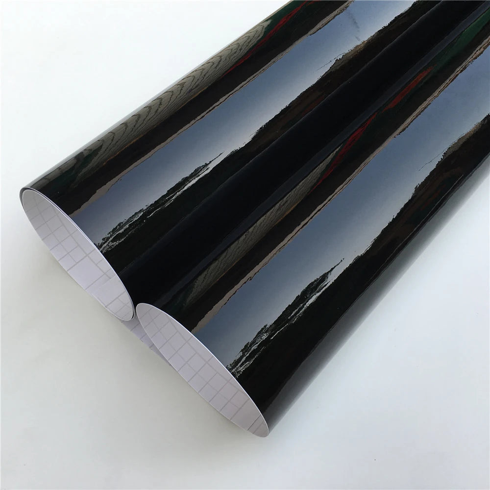 30X152CM Car Sticker Glossy Black Vinyl Wrap Film Gloss Black Self Adhesive Vinyl Sticker Bubble Free Exterior Parts