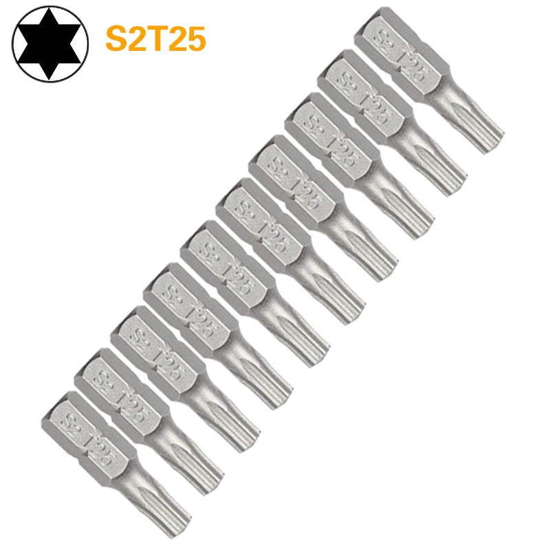 Torx Screwdriver Bit Set T6–T40 — S2 Steel 1/4" Hex Shank for Power Tools